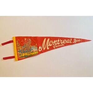 Montreal, Canada, vintage souvenir pennant, Canadian Mountie design
